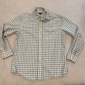 GAP Men's White and Navy Grid Shirt
